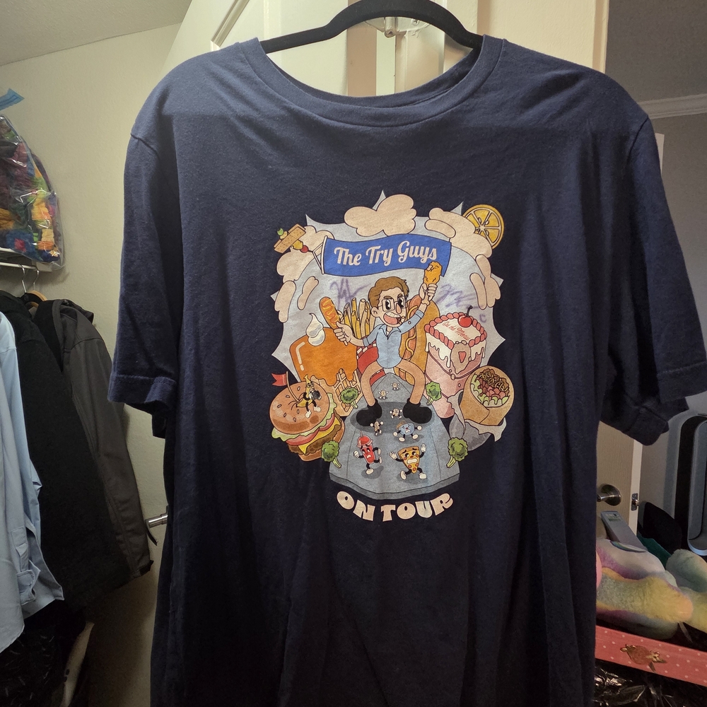 (Sz XL) Signed Keith And Zach Try Guys Eat The Menu Tour T Shirt